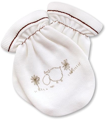 For Babies - Bio-Baumwolle Baby Kratzhandschuhe Kratzfäustlinge für Neugeborene Jungen und Mädchen 0 bis 3 Monate/Anti Scratch Mittens Newborn Organic Cotton (Schäfchen)