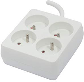 Bloc multiprise carré 4x16A 1,5m - Blanc - Chacon