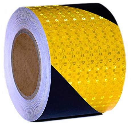 Zasiene Nastro Catarifrangente Adesivo Nastro Giallo Nero Avviso di Pericolo Tape Nastro Segnaletico Adesivo Sicurezza Warning Strisce Nero Giallo Adesivo Nastro Cartelli Stradali Nastro,5cm x 10m
