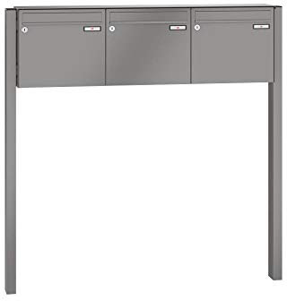 RENZ/Basic B / 3er Freistehende Briefkastenanlage Standbriefkasten/RAL-Farbe/Volumen 1/zum Einbetonieren/Dein-Briefkasten.de