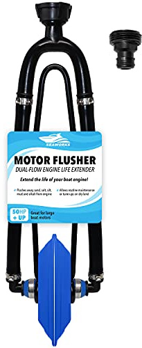Seaworks Dual Feed Muff Style Boat Motor Flusher | Use for Antifreeze Winterization or Common Water Flush | 5/8 Inch Standard Garden Hose Connection