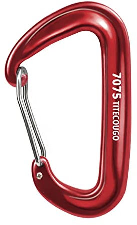 TITECOUGO 12KN Aluminium Carabiner Clip Big Size Carabiners for Clips Backpacking Weights Heavy Duty Large Hammock Accessories Key Chain Dog Leash Keyring Gated Harness Wiregate Utility Red 2 Pack