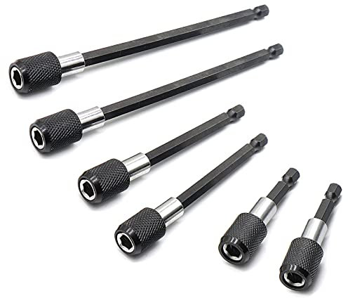 6 Piece 1/4” Hex Shank Quick Change Bit Extension,Quick Release Bit Extension Set for Screws, Nuts, Dril (60mm/100mm/150mm)