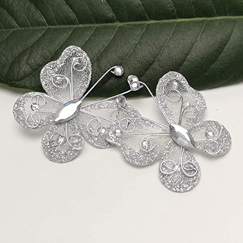 MOUMOUTEN 24 Stück Schmetterling Deko Geburtstag für Party Hochzeitskostüm | Mädchen Haarschmuck, Deko Schmetterlinge Zum Kleben für Party Hochzeitskostüm,Weiß