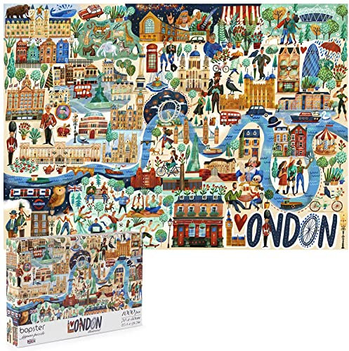 Puzzle 1000 Teile London - Illustrierte Karte von London Puzzel für Erwachsene - 100% Recycelten Kartons Jigsaw Puzzle Erwachsene und Kinder - Familienspaß von bopster