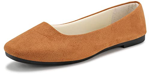 Padgene Women's Casual Square Toe Ballet Flats, Ladies Ballerina Flats Girls Fashionable Ballet Pumps Dolly Shoes Womens Stylish Comfy Office Driving Flat Shoes Slip On Loafers
