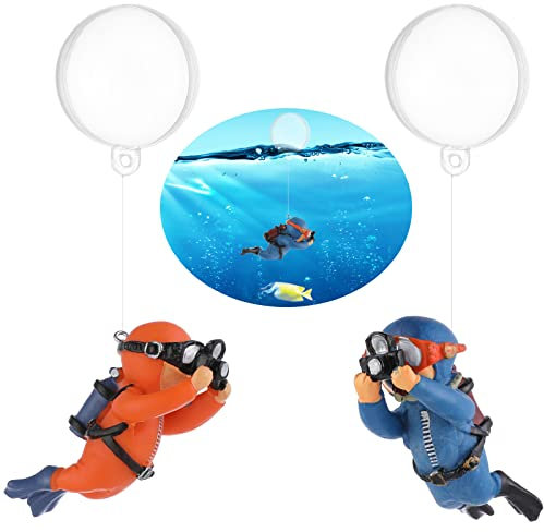 cobee Diver Aquarium Dekorationen, 2 STÜCKE Schwimmendes Aquarium Dekor Aquarium Taucher mit Schwimmvorrichtung Taucherfiguren Cartoon Aquarium Ornament Fisch Playmate Aquarium Zubehör