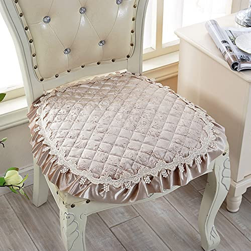 WJXBoos Set mit 2 Esszimmerstuhlkissen,gekräuselte Stuhlkissen mit Bändern,Spitze,Rüschenkante,Küchensitzkissen,Vintage-Stuhlpolster (Sekt2,40 * 40cm)