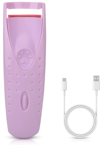 Beheizte Wimpernzange, Typ-C-Aufladung, elektrische Wimpernzange, elektrische Wimpernzange mit konstanter Temperatur, Silikon-Pad für Mädchen und Frauen (lila)