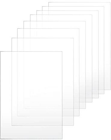 QWORK® 8 Stück A4 Acrylplatten Acrylglas, Acrylglas Platte, Plexiglasscheibe, 297mm x 210mm, Für Bilderrahmen, Ausstellungsprojekte, Malerei