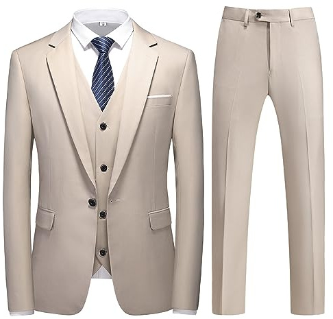 KUDMOL Herr 3 delar kostym business en knapp smoking kostym för män smoking klassisk blazer väst byxor set