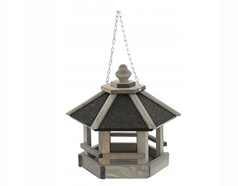 MAZUR Vogelfutterhaus aus Holz | 33cm | Nistkasten | Vogelfutterspender | Vogelfutterstation | Vogelhaus | Vogelhäuschen | Wetterfest | Kleinvögel, Gartenvögel, Singvögel, Wildvögel