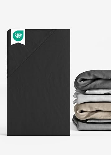 Sämann® Spannbettlaken Spannbetttuch Jersey 90x55 cm für Beistellbett & Stubenwagen, Baumwolle schwarz