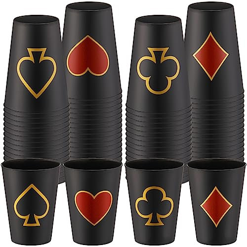 Hoolerry Casino-Partybecher, 266 ml, Casino-Themenparty-Dekorationen, Poker-Becher, Schnapsbecher, Kunststoff, Spieleabend, für Geburtstag, Hochzeit, 72 Stück