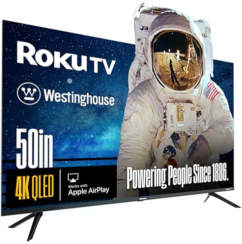 Westinghouse Roku TV - 50 Inch Smart TV, 4K UHD QLED Television w/HDR 10+, Dolby Vision, Wi-Fi & Mobile App Connectivity, Flat Screen Compatible w/Apple HomeKit, Alexa, & Google Assistant
