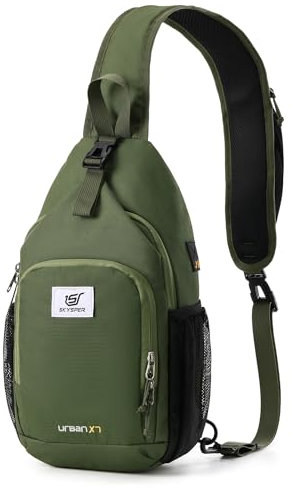 SKYSPER Sling Bag RFID Crossbody Sling Backpack Cross Body Shoulder Bag Travel Hiking Daypack for Women Men(Armygreen)