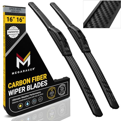 Premium Silicone Carbon Fiber Windshield Wiper Blades 16 & 16 - Patented All-Season, Quiet & Smooth Streak-Free Clean Wipe, OEM Automotive Replacement for Jeep Wrangler JL & Gladiator JT (2018-2026)