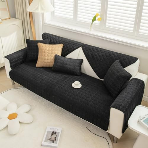 Gleedipre Gesteppte Sofamatte Anti-Rutsch Kord-Stoff Sofaschoner Bezug Minimalistisch und modern Bezug for Sitzkissen Möbel Protektor(Schwarz,70x120cm)
