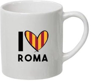Tazza colazione bianca in ceramica con stampa personaggio a scelta possibilità di personalizzazione Idea regalo festa a tema compleanno battesimo natale bomboniera (I Love Roma)