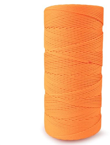 Rope & Cord Mason Line - Cordel de nailon de alta visibilidad para paisajismo, jardinería, construcción y más, naranja neón, 250 pies