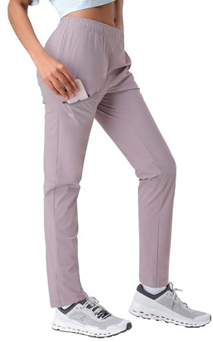 Pioneer Camp Jogginghose Damen Leicht Freizeithose Atmungsaktiv Schnelltrocknend Sporthose Trainingshose Sweathose Damen Lang mit 3 Taschen UPF50+ Nebliges Lila L