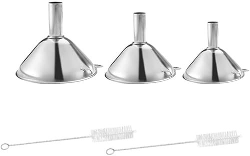 Trichter kitchenAr Multitool 1 Set Edelstahl-Trichter mit Reinigungsbürsten, Küchen-Metalltrichter, Sieb, Filter, Ölübertragung, Weintrichter, Küchenhelfer-Werkzeuge (Silber), Einmach-Set