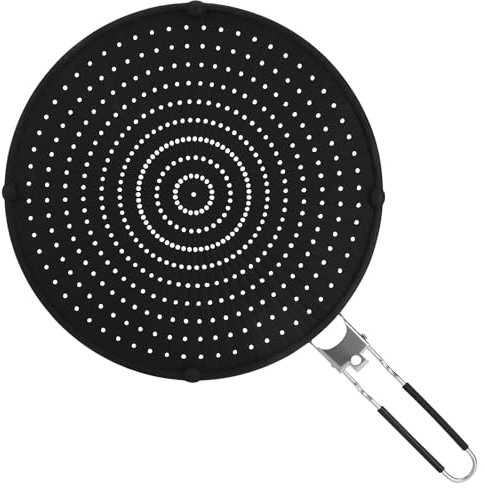 Royouzi Couvercle Anti Eclaboussure en Silicone, 32 cm Couvercle Anti Projection pour Poêles, Pare-éClaboussures avec Poignée Pliable, Universelle Anti-éClaboussures Protection pour La Friture, Noir