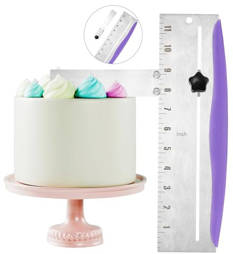 Lycasia Cake Scraper,304 Stainless Steel Metal Cake Scraper with Adjustable Scale,Cake Smoother Cake Scraper Buttercream Smoother,Cake Decorating Tools for Buttercream,Icing