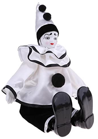 Qianly 38cm Vintage Handbemalte Porzellan Clown Puppe in Kleidung Clown Puppen