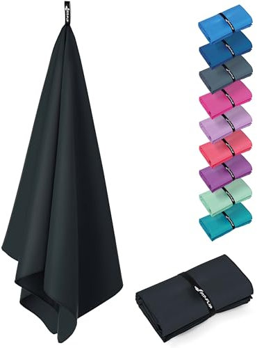 Fit-Flip Microfaser Handtücher - kompakt und leicht - Mikrofaser Handtuch schnelltrocknend - als Reisehandtuch, Sporthandtuch, Strandtuch - Badetuch groß (1x 160x80cm, Onyx Black)