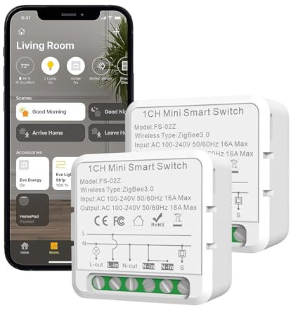 JAOGAUS Zigbee Mini Smart Schalter, DIY Wlan Smart Switch Modul, Smart Lichtschalter Zigbee Hub Erforderlich, Hausautomation, Kompatibel mit Smart Life/Tuya APP, Alexa, Google Home, Home Assistant, 2
