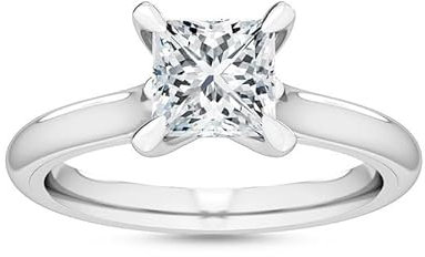 Individueller Juwel IGI 1,0 Karat Prinzessinnen-Ring mit exzellentem Schliff, künstlicher Diamant im 4-Krappen-Stil, Solitärring, Verlobungsring, Hochzeit, Brautschmuck, Ring aus 14 Karat Weißgold für