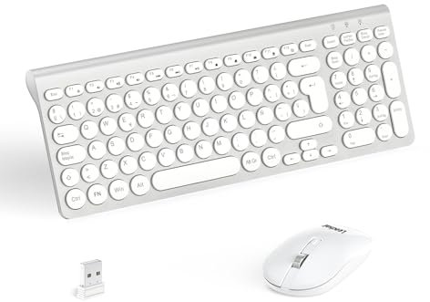 LeadsaiL KF29 Teclado y Raton Inalámbrico, Pack Teclado Raton Inalambrico Silencioso, Español QWERTY, Compacto, Teclado numérico, Receptor USB 2.4 GHz para Mac, PC, Ordenador Portátil-Plata