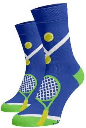 BENAMI | Lustige Socken im Tennis-Muster | Baumwoll-Hochsocken für Damen und Herren