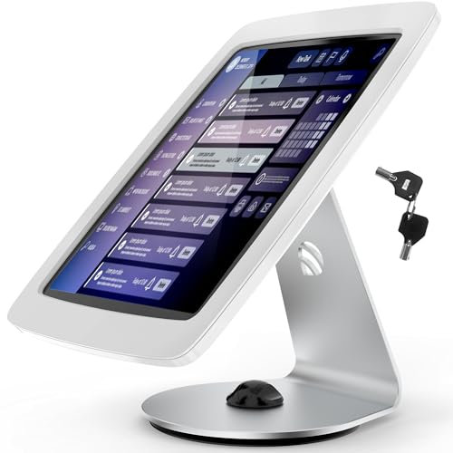 Tablet Kiosk Stand for Desk with Lock - Rotatable Swivel Compatible with 10.2 iPad 7th 8th 9th Gen - BSC109WT