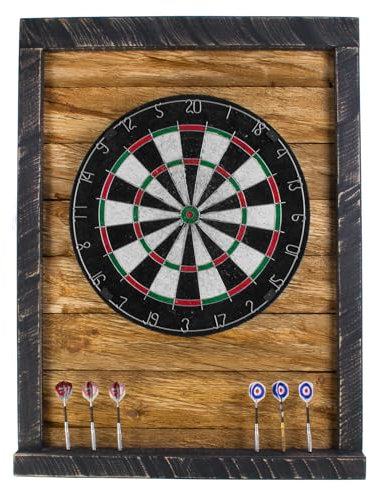 John Paddle Premium Dart Wandschutz Surround aus Holz im Loft Retro Vintage Stil (Vintage Stil Black)