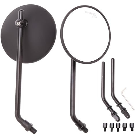 DREAMIZER 4'' Runden Motorrad Spiegel, CNC Rückspiegel Universell mit 8mm 10mm Schrauben, Kompatibel mit Harley Sportster 883 1200 Softail Dyna Cafe Racer Cruiser Chopper Bobber Scooter E-Scooters