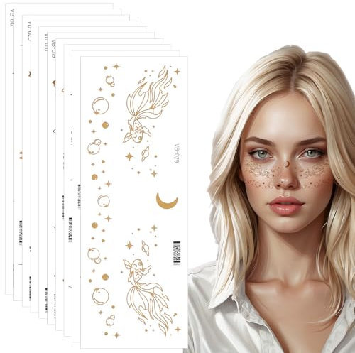 10 Stück Sommersprossen Tattoo Aufkleber, Folie Gesicht Freckles Tattoos Wasserfeste Glitzer-Sommersprossen-Aufkleber Freckles Tattoo für Weihnachten Musikfestivals Maskerade Party Dekoration