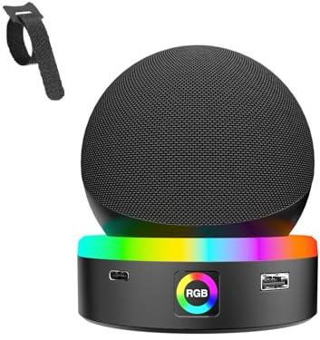 Tischständer für Dot 4./Dot 5. Generation, Dot 5th & 4th Gen Desktop-Halterung mit RGB-Beleuchtung und Ladefunktion, Basis Ständer Halterung, Intelligenter Lautsprecher Zubehör (Schwarz)
