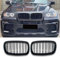 Hengjiayao E70 E71 Schwarze Nieren Kühlergrill für BMW X5 X6 E70 E71 Nieren Doppelsteg Sport Glanz Schwarz E71 Kühlergrill Vorne 2007-2013 (For E70 E71 2007-2013)