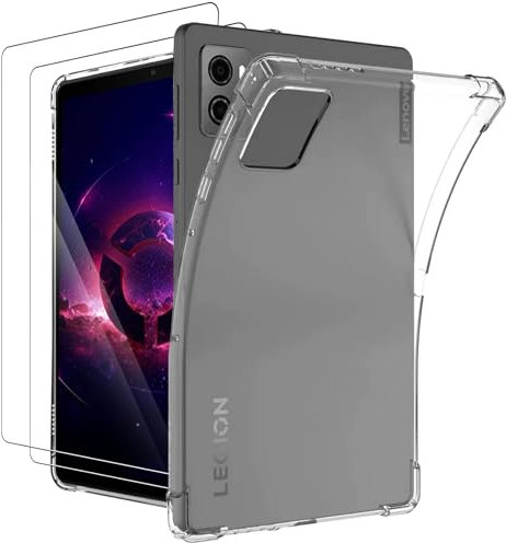 CONAPIKA Klar Hülle für Lenovo Legion Tab (2025)/Legion Tab Gen 3 8.8 Zoll mit 2 Stück Schutzfolie, Flexibles Schlank TPU EckenFallschutz Bumper Schutzhülle Stoßfest Anti-Kratzen Transparent hülle