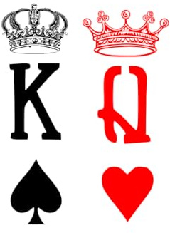 King Queen Temporary Tattoo neck face hand body art mini finger tats of hearts spades