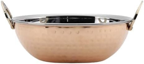 MIXEL Stainless Steel Copper Kadhai, Rust-Resistant, Corrosion-Resistant, Luxurious Appearance, Reduces The Cooking Time, Sleek, Modern Finish, (17 cm)