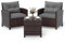COSTWAY Ensemble de Meubles 3 Pièces de Patio en Rotin Charge 180KG, Salon de Jardin 2 Fauteuils Table Basse avec Plateau en Verre Trempé 4 Coussins Amovibles, pour Cour Piscine (Marron+Gris)