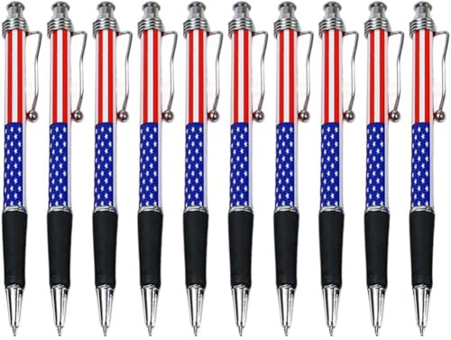Hrippy 10 Stück Kugelschreiber Amerikanischer Flagge, Usa Patriotischer Themenstift, Unabhängigkeitstag, Gel-tintenstift Zum Schreiben, Büromaterial