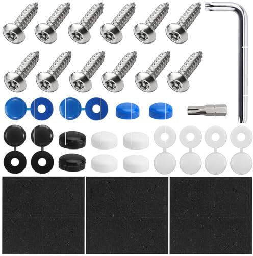Jeyrup Edelstahl Kennzeichen Schrauben,Nummernschildrahmen Auto Schrauben Zubehör Set,Abdeckung Kennzeichen Schrauben Halterung Kit,für Motorrad, Auto-Nummernschilder Vorne und Hinten