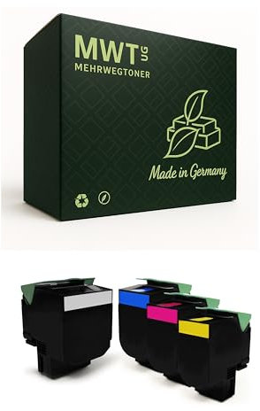 Mehrwegtoner XXL Toner im Set 4X Tonerpatrone kompatibel als Ersatz für Lexmark MC2325 MC2425 MC2535 MC2640 ersetzt C2320Y0 C2320M0 C2320C0 C2320K0 CMYK