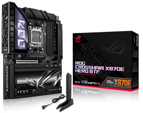 ROG Crosshair X870E Hero BTF AMD ATX Board with Hidden-Connector Design & high-Power GPU Slot for Clean Cable Management, 18+2+2 Power, DDR5, WiFi 7, 5X M.2, PCIe 5.0, USB4, Advanced AI PC Ready