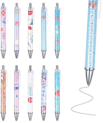10er Set Kugelschreiber Krankenschwester Geschenke, Krankenschwester Zubehör Lustige Kugelschreiber Geschenk Pflegekraft, Bunte Stifte mit Medizin Motiven als Pflegefachkraft Geschenk für Arbeit
