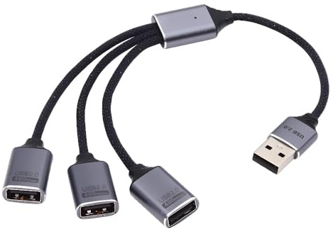 cablecc USB A Male to 3-Port USB 2.0 Female Hub Adapter Bus Powered for Laptop and Desktop Connect Mouse Keyboard Flash Drive